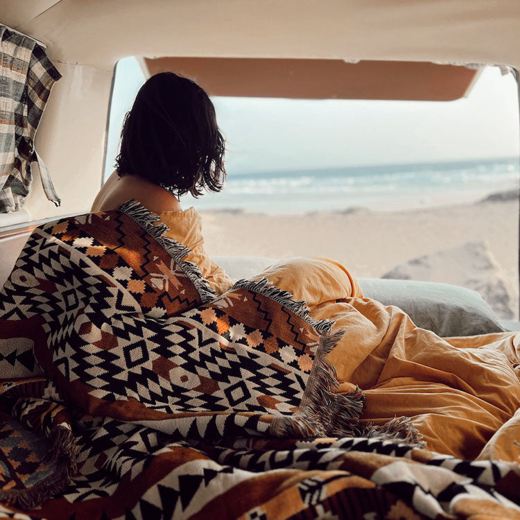 40610724 RV Tribal Woven Blanket - Boho Camping & Picnic Throw