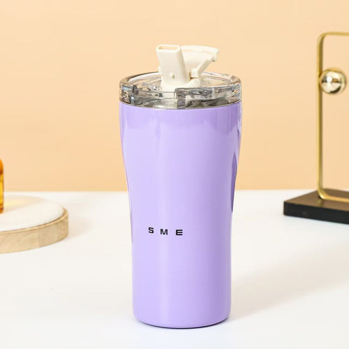 51357101 Colorful Stainless Steel Tumbler, Insulated Travel Coffee Cup With Flip Straw Lid ( Small waist )