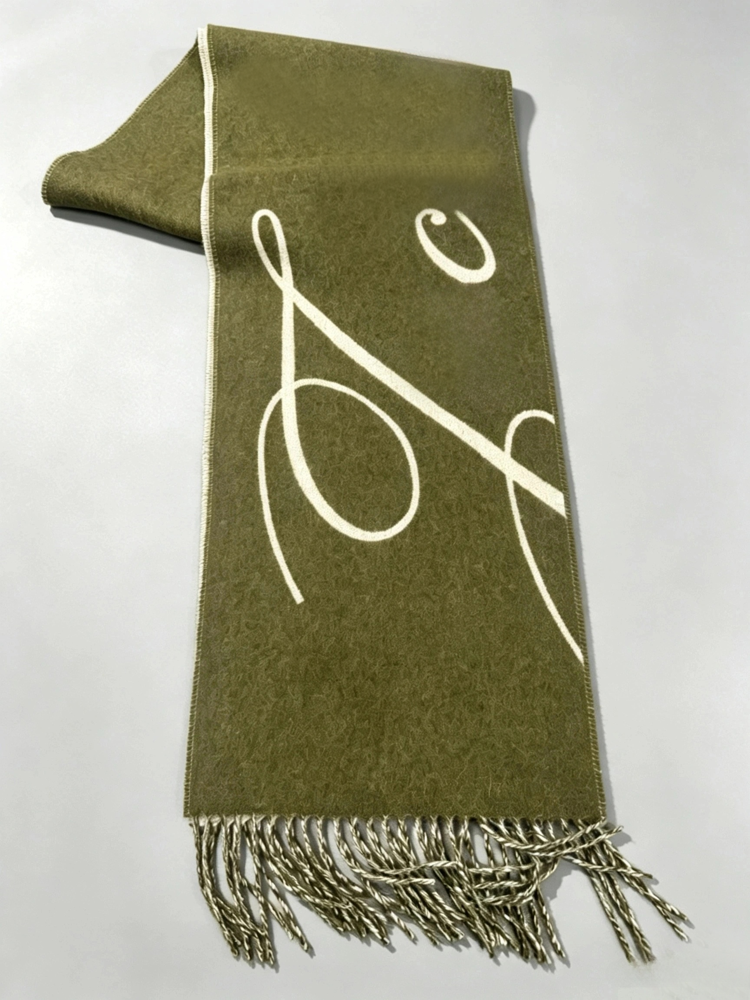 Elegant Letter Print Long Tassel Scarf Soft Warm Shawl Winter Neck Wrap for Men Women - 51309267
