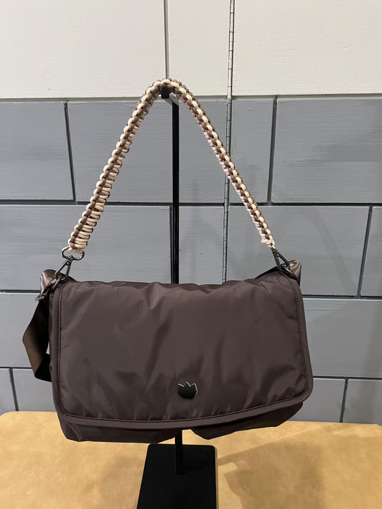 51290617 Women Nylon Shoulder Crossbody Bag, Casual Flap Messenger Bag Multiple Colors