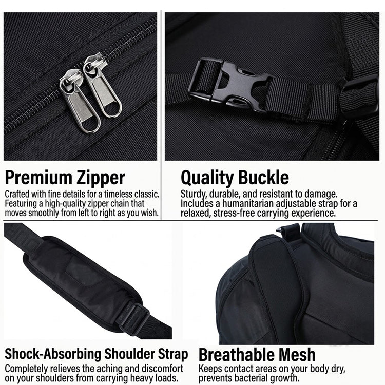 51148046 45L Sports Duffle Backpack Bag With Shoe Compartment Gym Travel Training Shoulder Bag