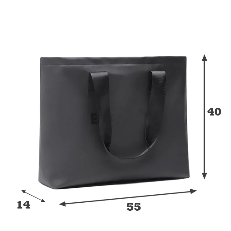 51211536 Large Capacity Black Tote Bag Letter Print Waterproof Daily Travel Shoulder Handbag
