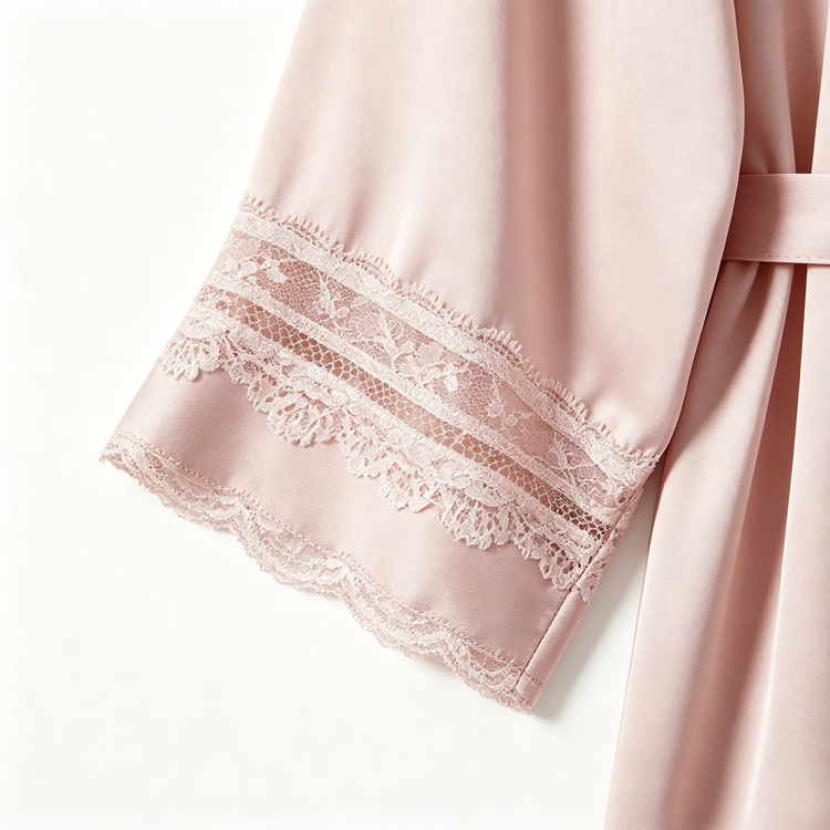 51194325 Women Satin Pajama Set Lace Trim Sleepwear Robe Cami Top Shorts Long Pants Loungewear