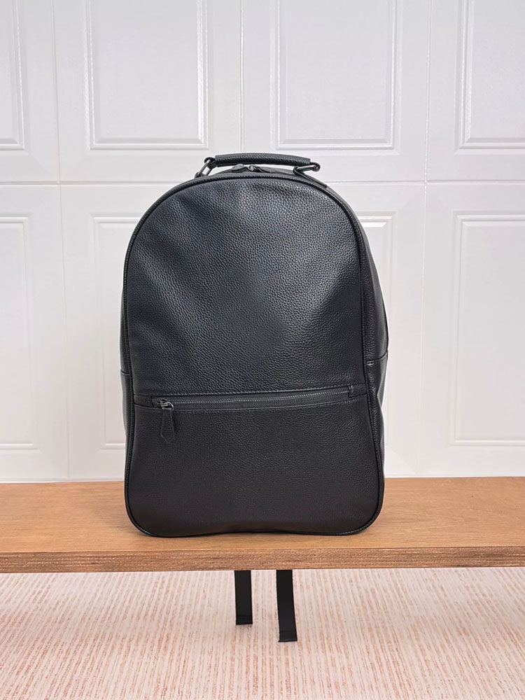 51371699 Black Faux Leather Backpack, Large Laptop Travel Backpack