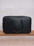 51371777 Black Leather Duffle Bag, Large Travel Weekender Overnight Bag