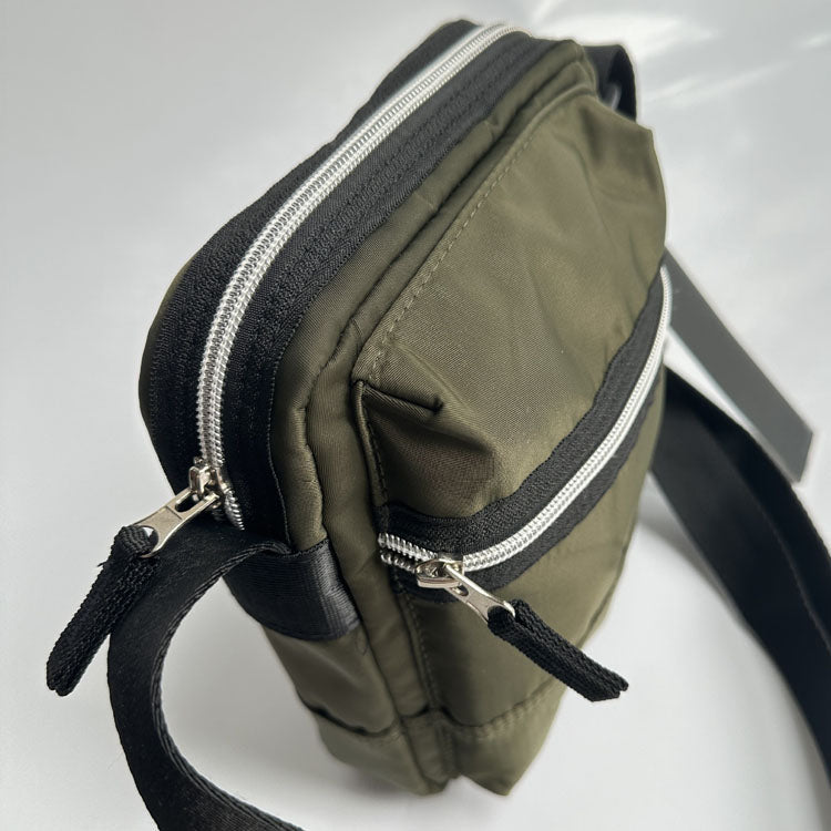 51155462 Mini Multi Zip Nylon Crossbody Bag Adjustable Strap Small Travel Shoulder Pouch