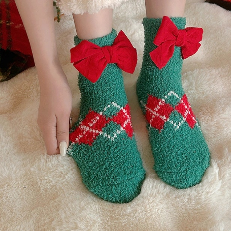 Christmas socks for women coral fleece warm holiday socks