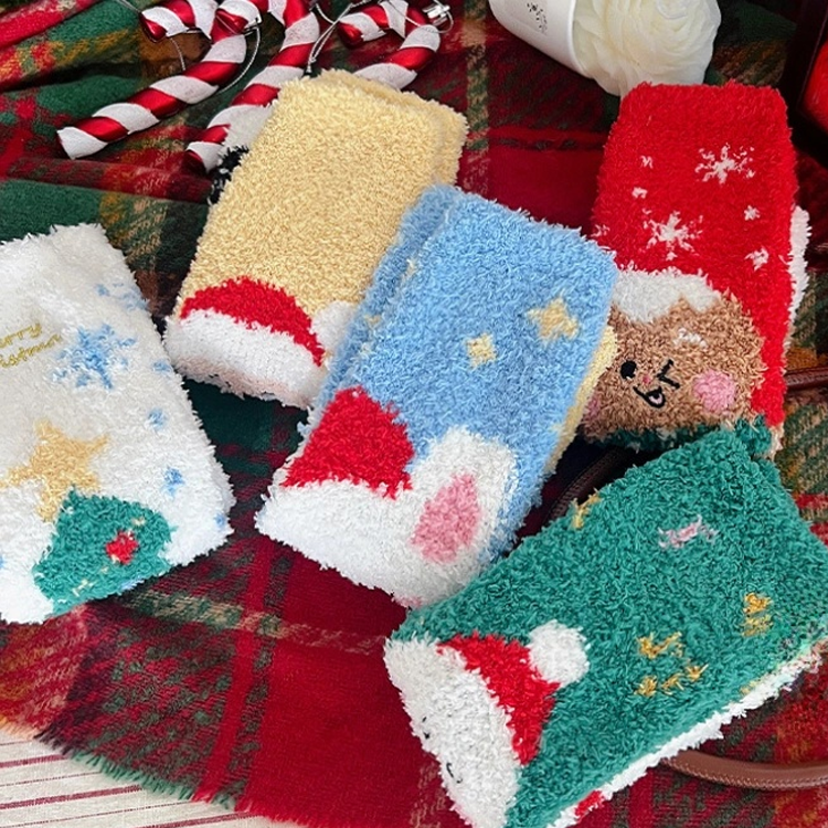 40277841 Christmas socks coral fleece winter thick warm cute  socks