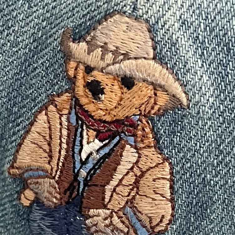 40430348 Denim Baseball Cap with Teddy Bear for Men and Women