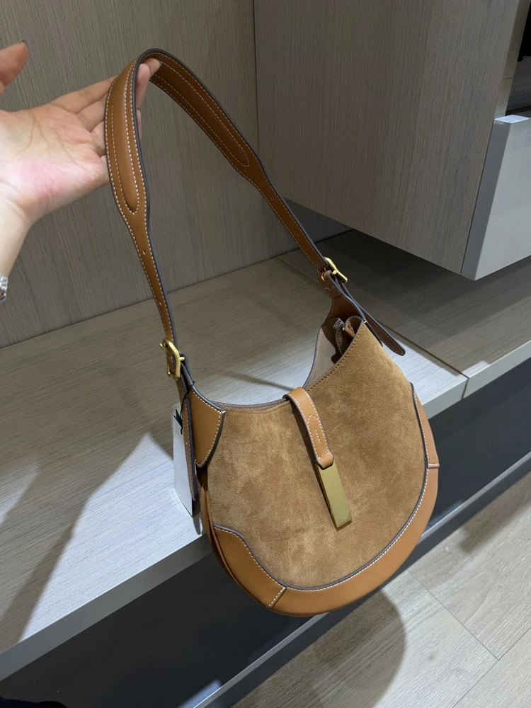 51044765/40541790Dual-Strap Suede Hobo Handbag