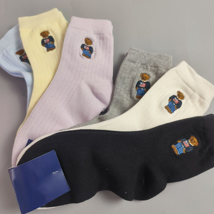 New Bear  Solid Color Women's Cotton Socks (3 pairs)