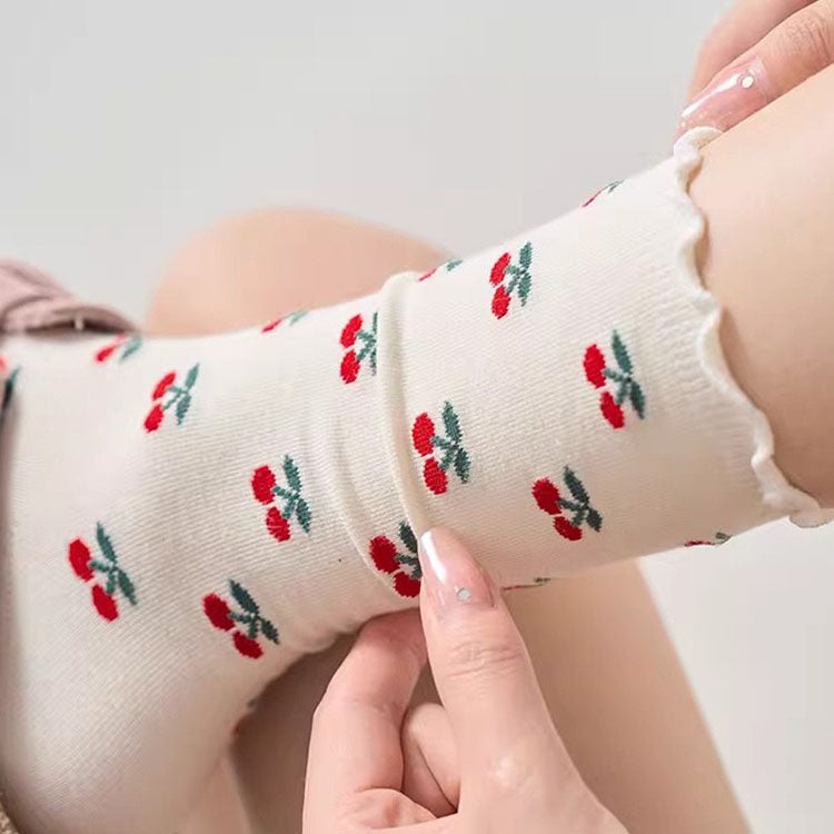 40280181 Cherry love socks long tube trendy college style pile socks