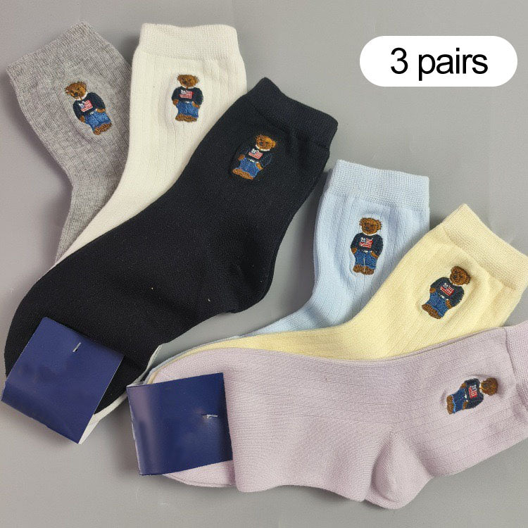 New Bear  Solid Color Women's Cotton Socks (3 pairs)