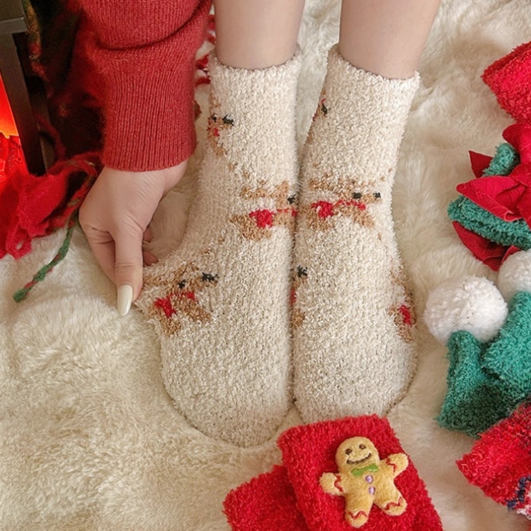 Christmas socks for women coral fleece warm holiday socks