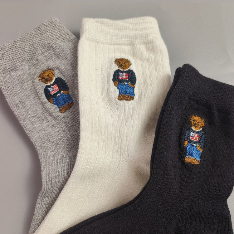 New Bear  Solid Color Women's Cotton Socks (3 pairs)