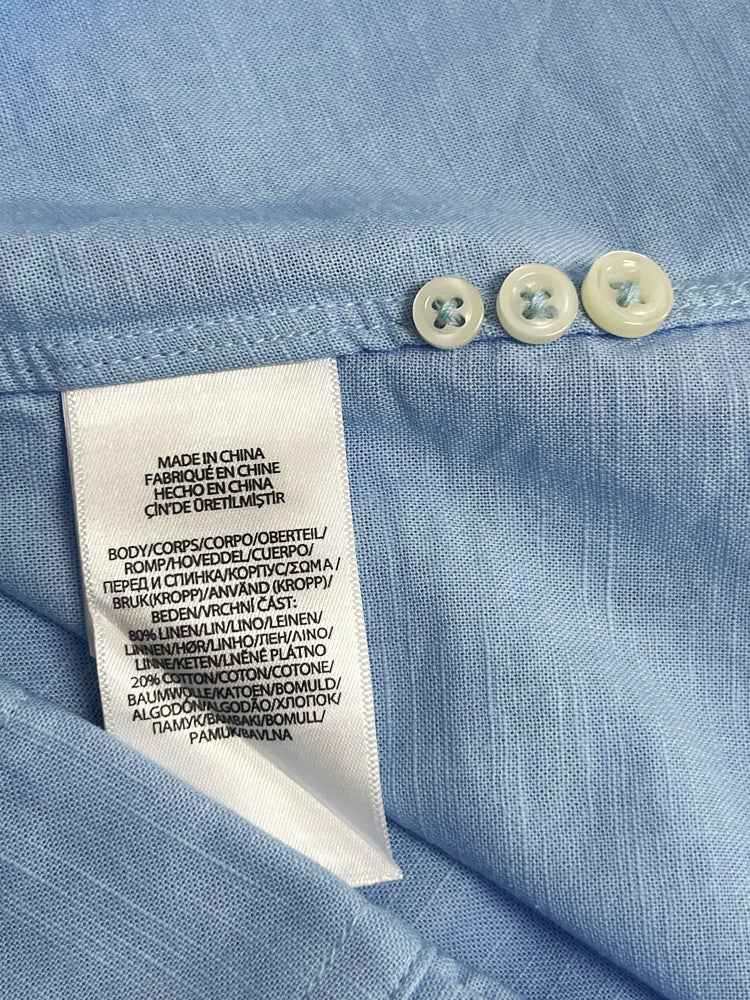 51098351 Light Blue Linen Casual Button-Down Shirt