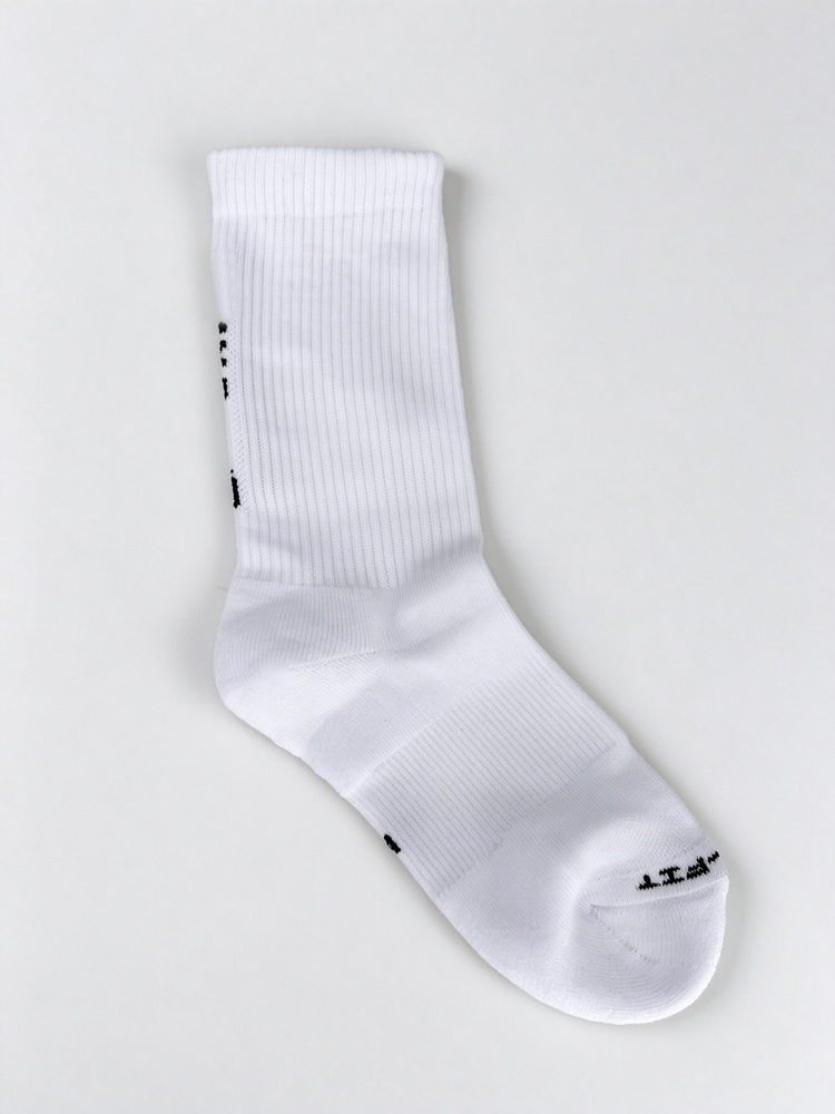 51379341 White Ribbed Crew Socks, Soft Breathable Casual Sports Mid Calf Socks（2-Pack）