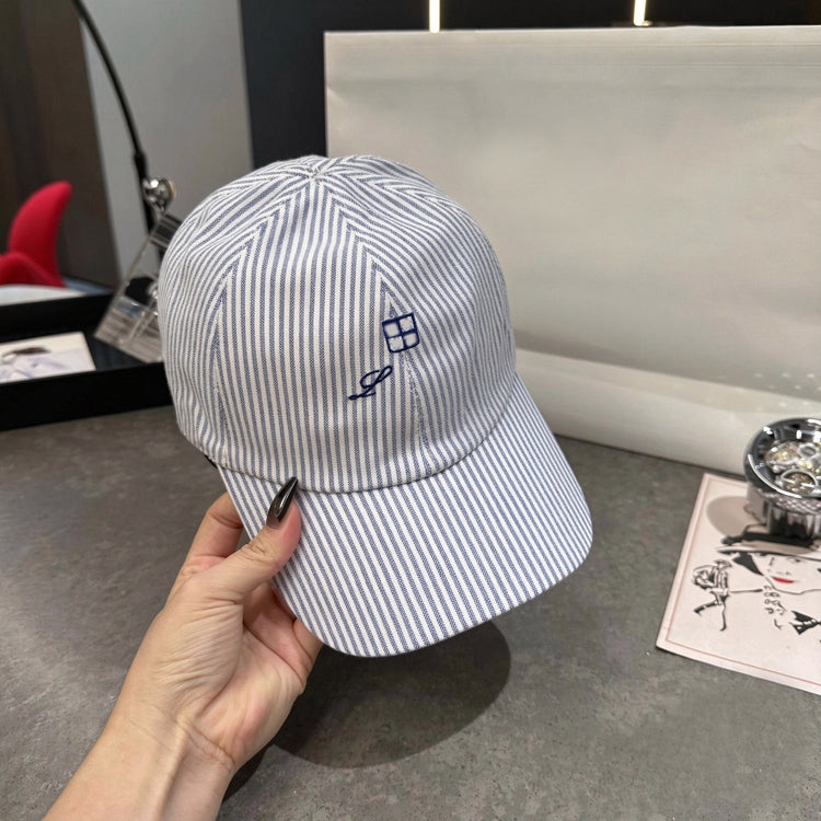 40839467 Striped Baseball Cap, Embroidered Adjustable Sun Hat for Women Daily Outdoor