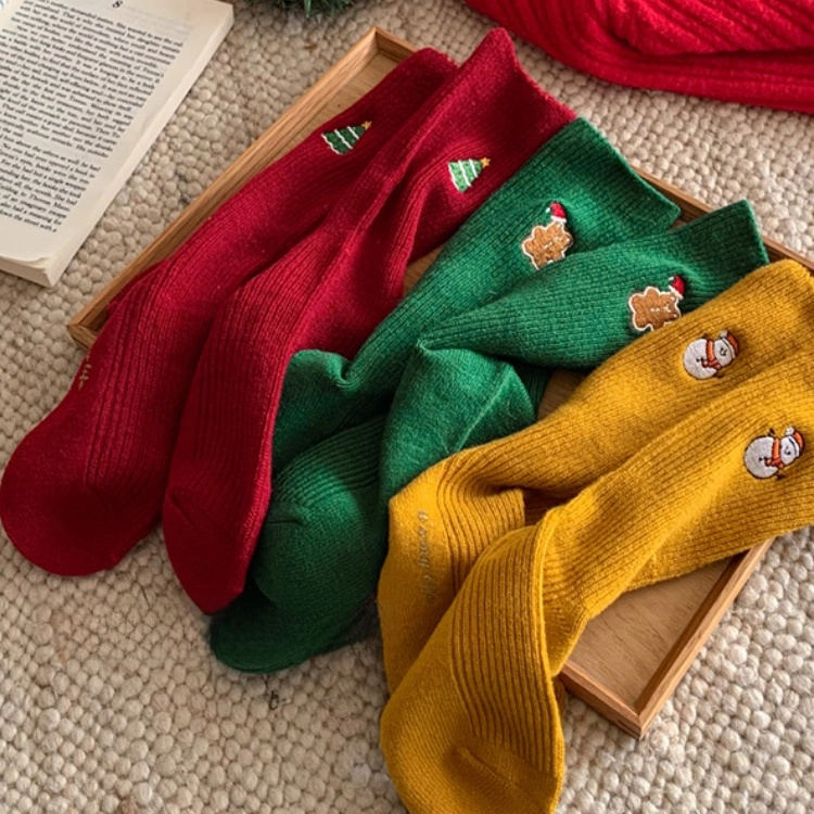 Christmas double- snowman mid-calf socks