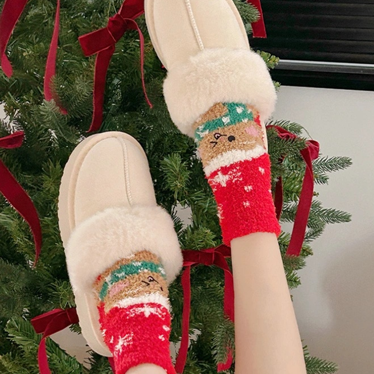 40277841 Christmas socks coral fleece winter thick warm cute  socks