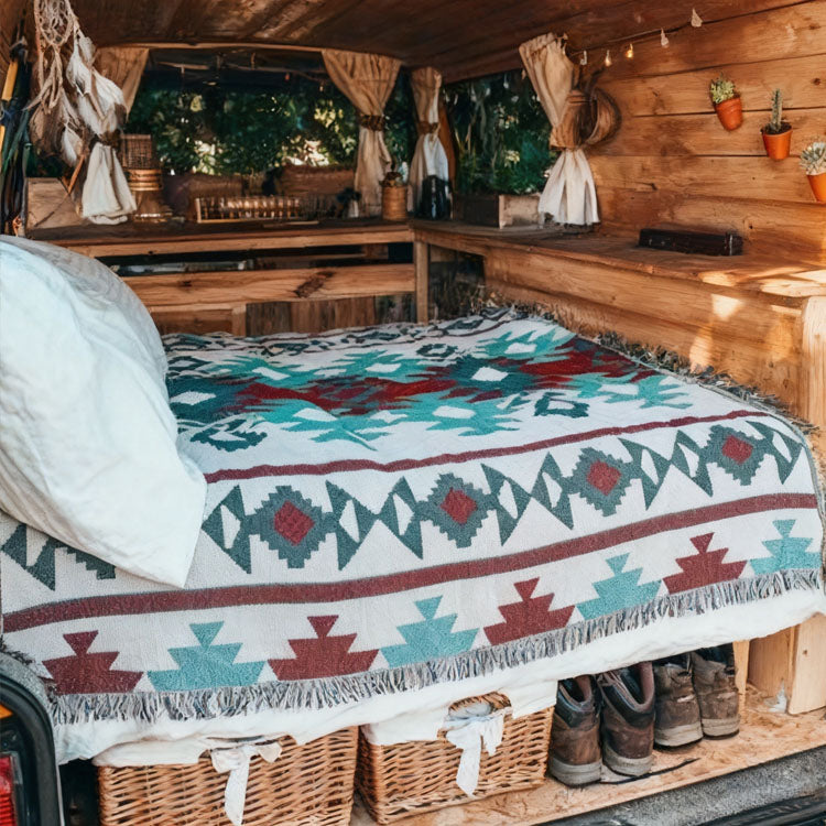 40610724 RV Tribal Woven Blanket - Boho Camping & Picnic Throw