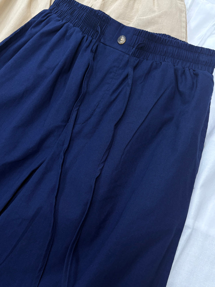 Women's Linen Drawstring Wide Leg Pants