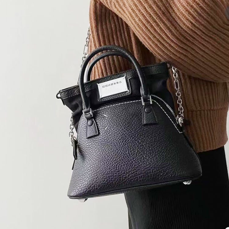 51166185 Grain Leather Mini Handbag Top Handle Detachable Chain Crossbody Shoulder Purse