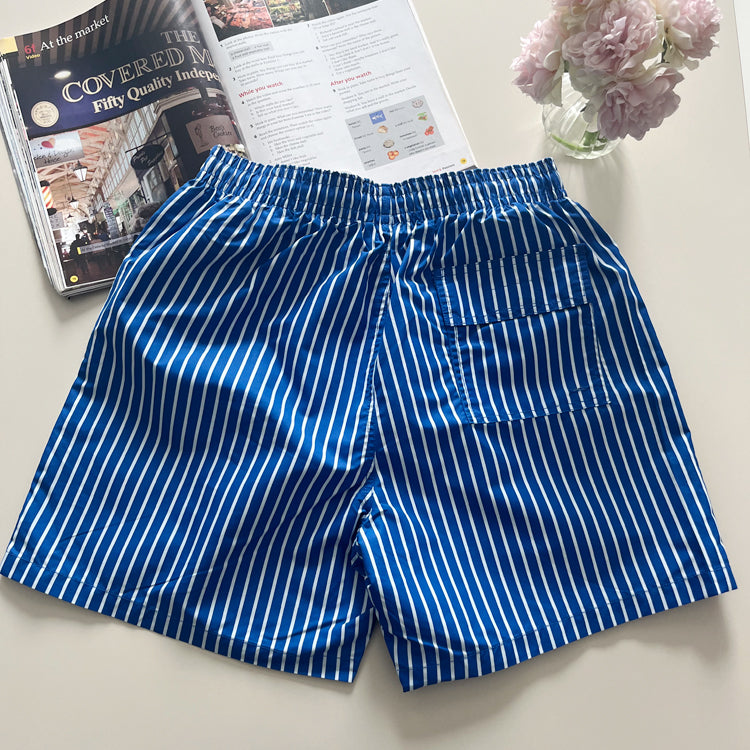 40541789 Elastic Waist Striped Board Shorts