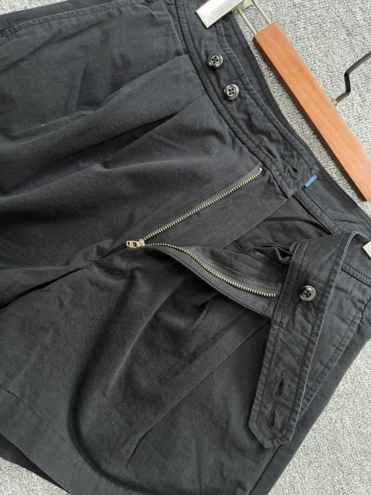 40637615 Women Pleated Casual Chino Shorts Black White High Waist Shorts S-L Sizes