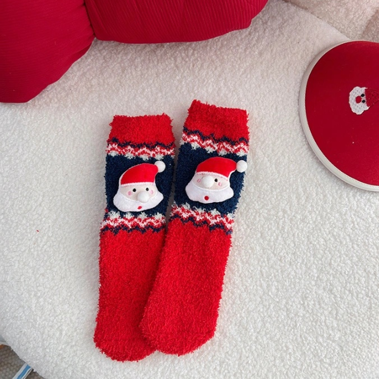 Christmas socks for women coral fleece warm holiday socks