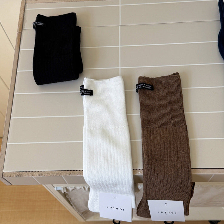 Autumn/Winter cotton socks with Letter Casual Solid Color