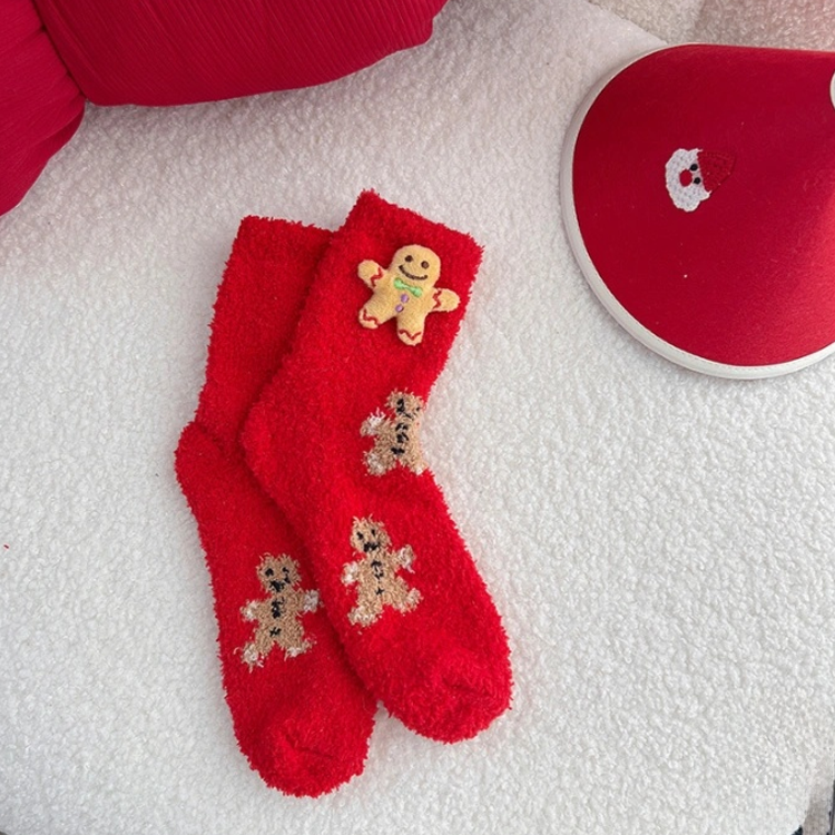 Christmas socks for women coral fleece warm holiday socks