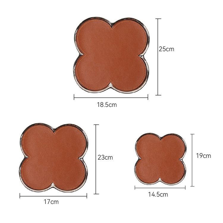 51211764 Clover Shape Leather Jewelry Tray Decorative Ring Earring Display Storage Tray-L