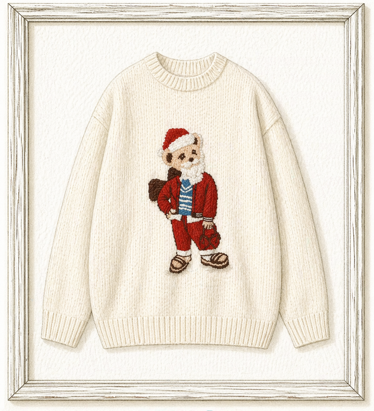 40388371/40426018 RL Women's White Picnic Polo Bear Intarsia-knit Jumper
