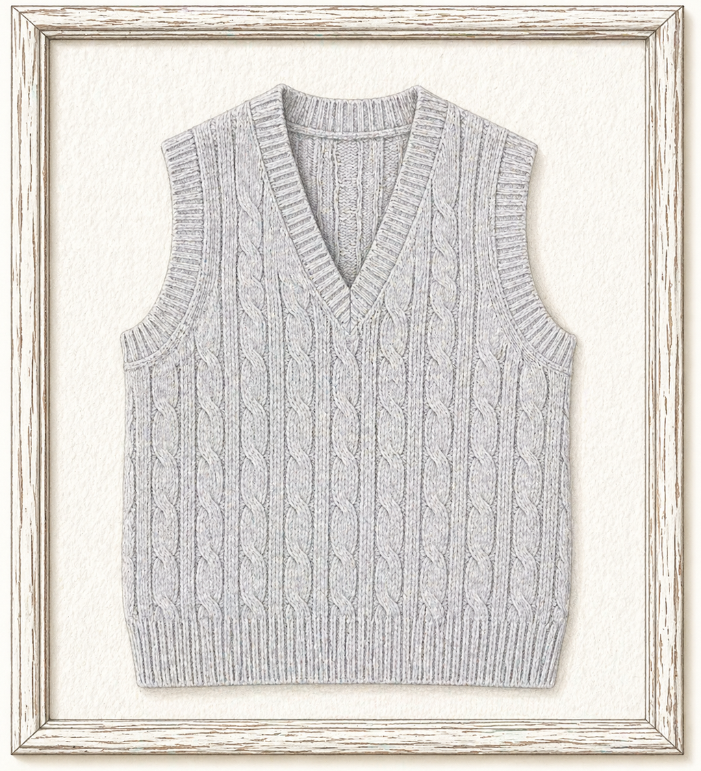 39187745 RL Cable-Knit Cotton V-Neck Sweater Vest