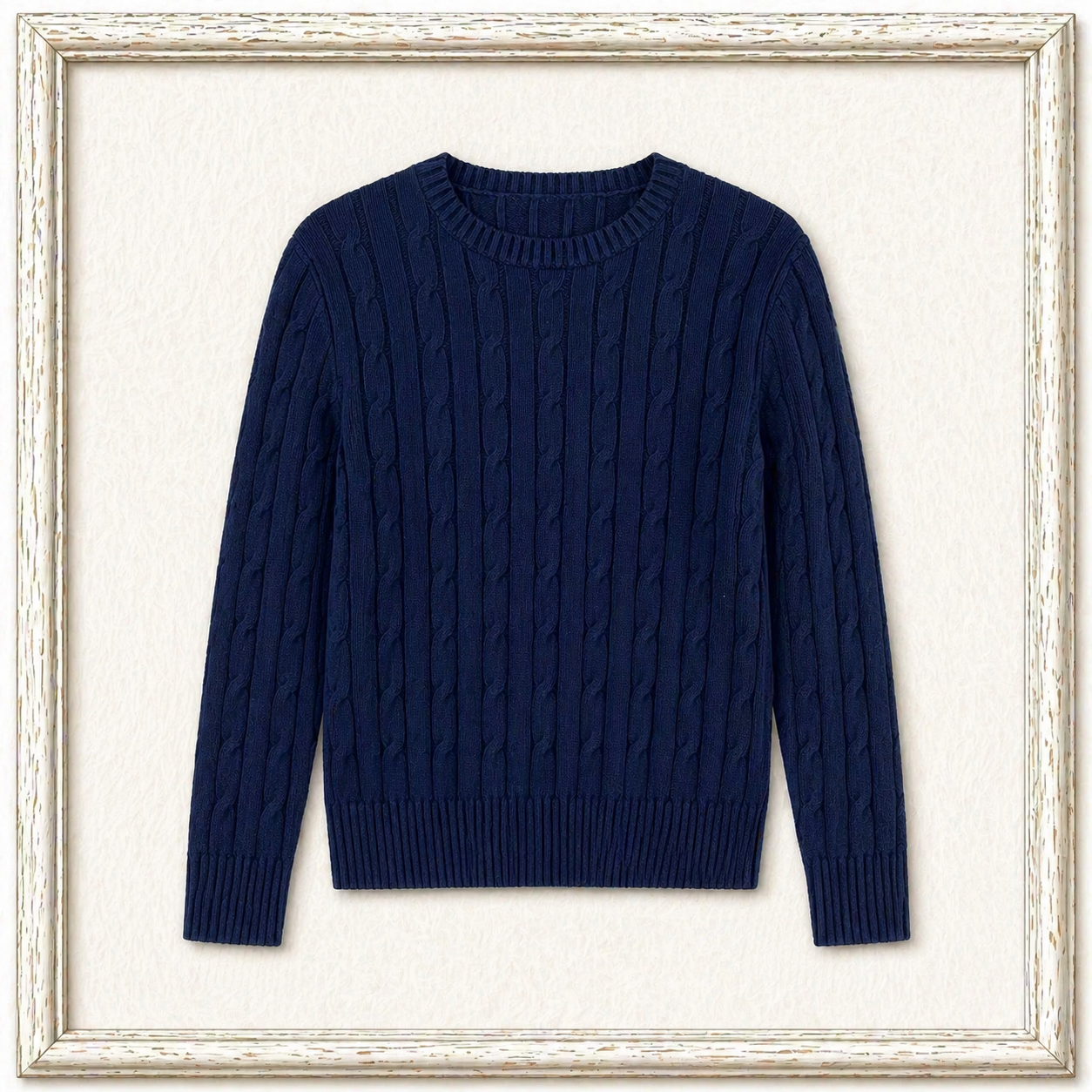 Cable-Knit Cotton Crewneck Sweater