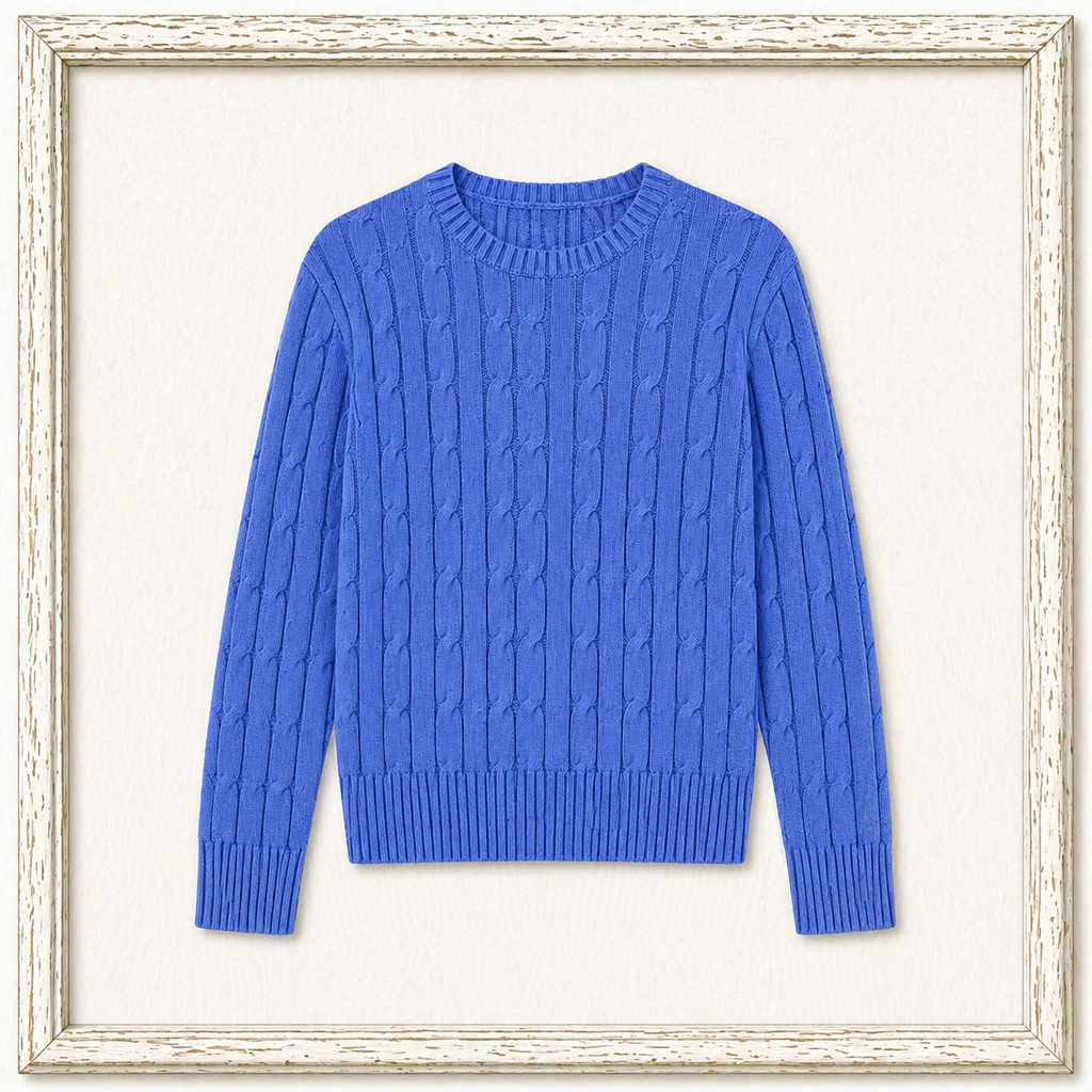 Cable-Knit Cotton Crewneck Sweater