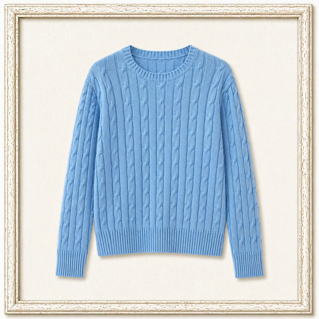 Cable-Knit Cotton Crewneck Sweater