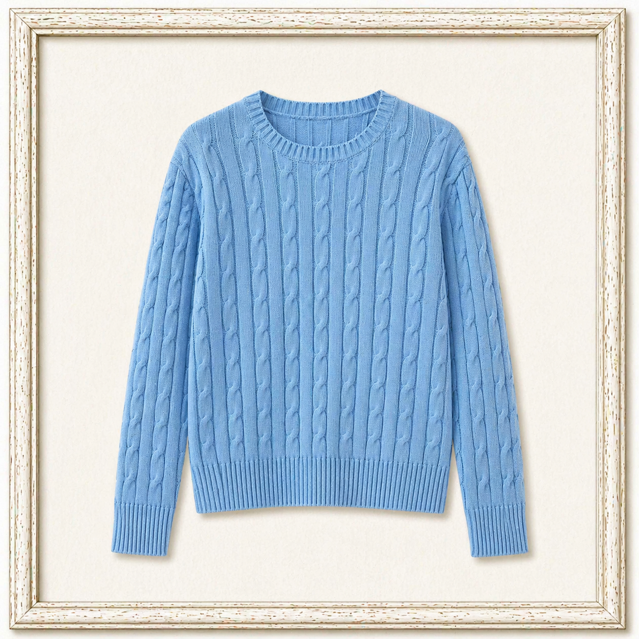 Cable-Knit Cotton Crewneck Sweater