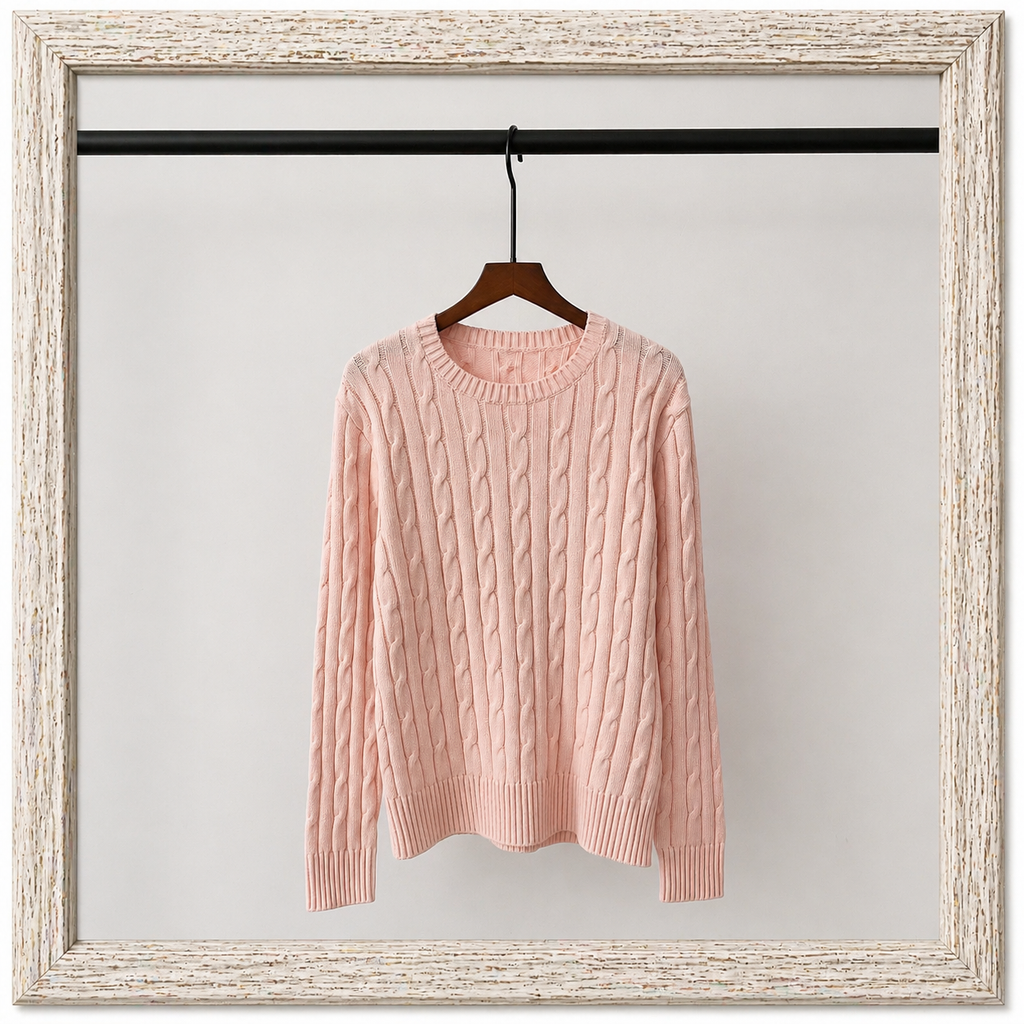 Cable-Knit Cotton Crewneck Sweater