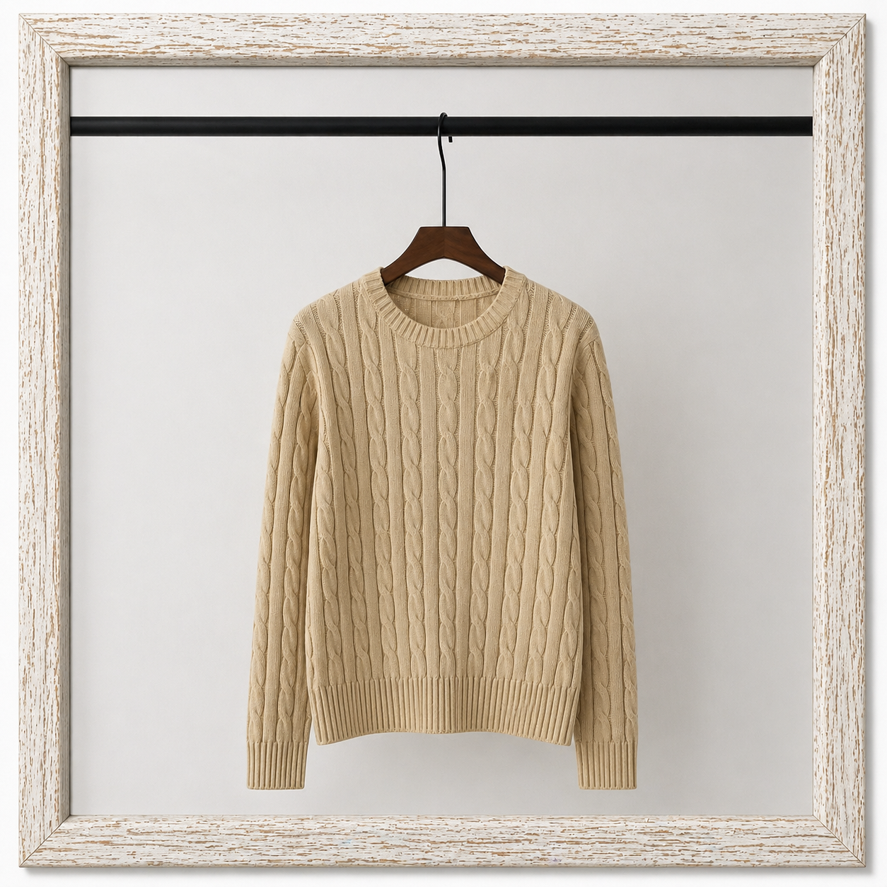 Cable-Knit Cotton Crewneck Sweater