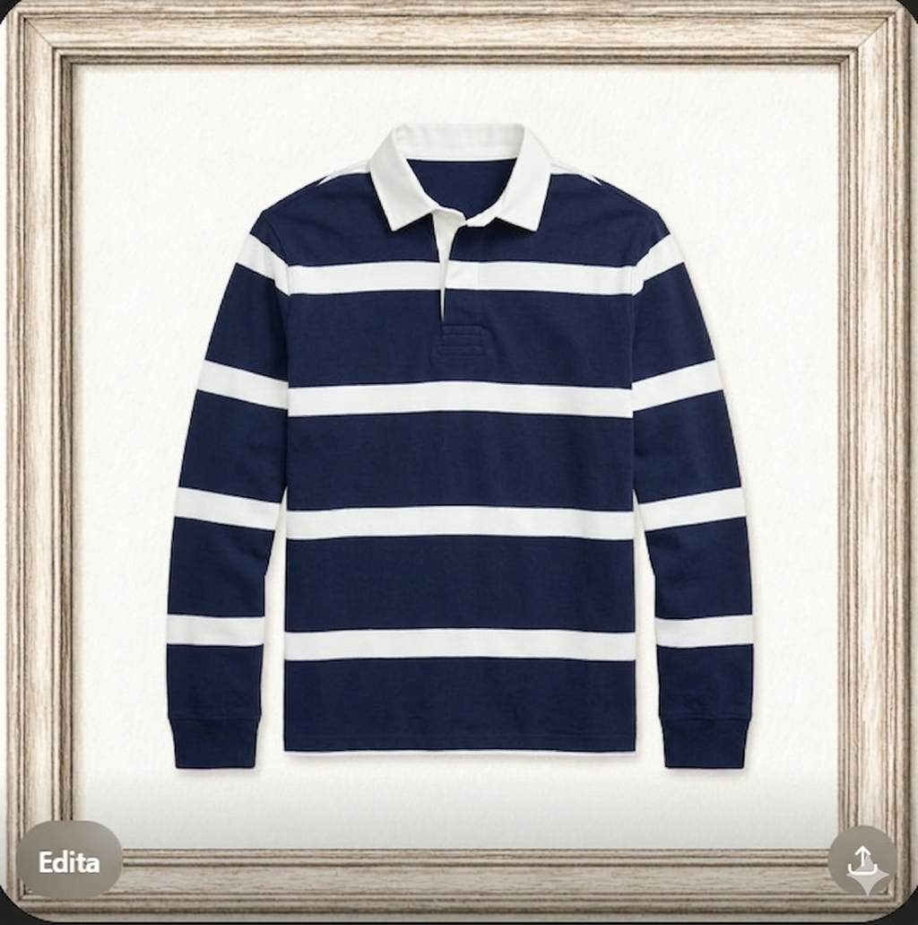 RL Pony Striped Lapel Polo Shirt