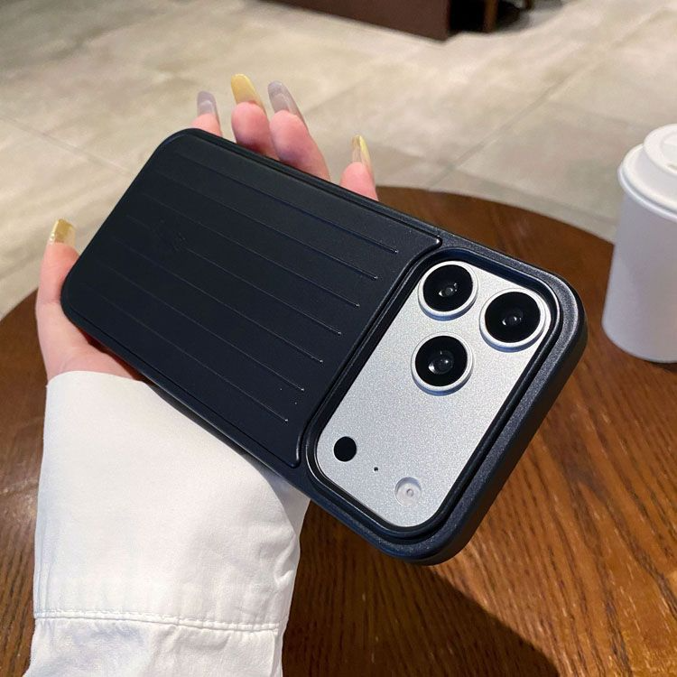 51127638 Metallic Striped Case - Luggage Style Aluminum Texture Phone Cover