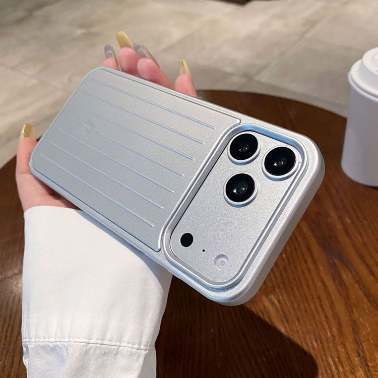51127638 Metallic Striped Case - Luggage Style Aluminum Texture Phone Cover