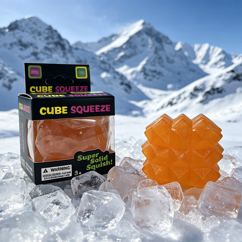 Ice Cube Soft Squeeze Fidget Toy Smile Face Stress Relief Squishy Sensory Toy Multi Shapes