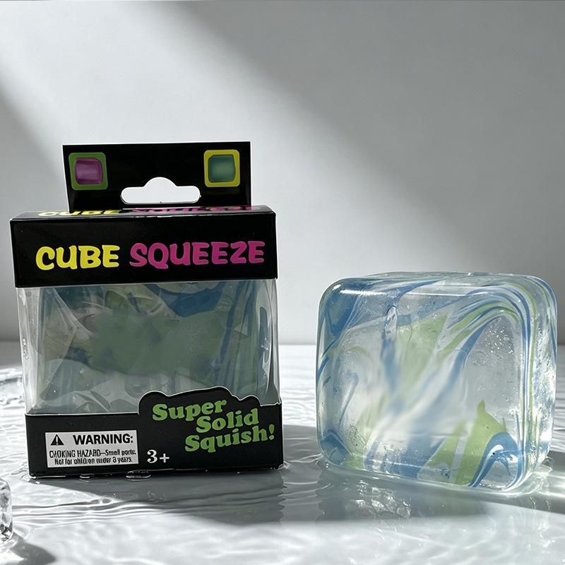 Ice Cube Soft Squeeze Fidget Toy Smile Face Stress Relief Squishy Sensory Toy Multi Shapes