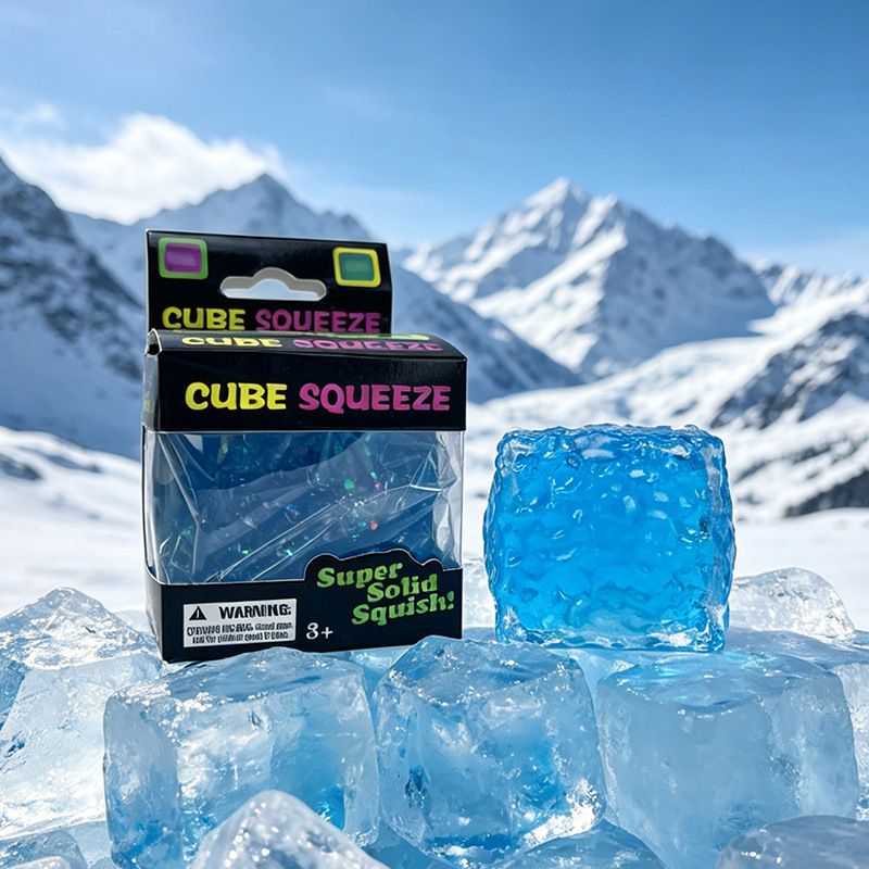 Ice Cube Soft Squeeze Fidget Toy Smile Face Stress Relief Squishy Sensory Toy Multi Shapes