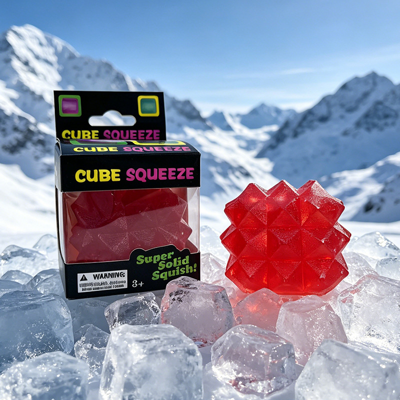 Ice Cube Soft Squeeze Fidget Toy Smile Face Stress Relief Squishy Sensory Toy Multi Shapes