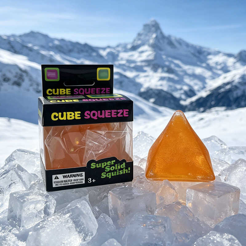 Ice Cube Soft Squeeze Fidget Toy Smile Face Stress Relief Squishy Sensory Toy Multi Shapes