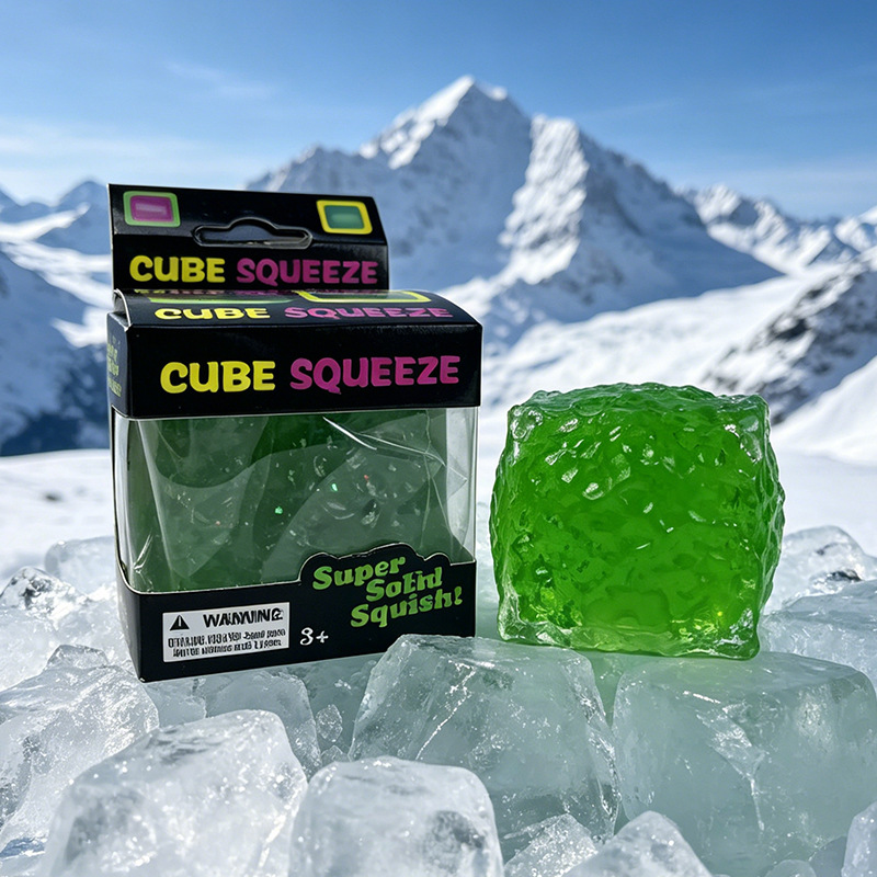 Ice Cube Soft Squeeze Fidget Toy Smile Face Stress Relief Squishy Sensory Toy Multi Shapes